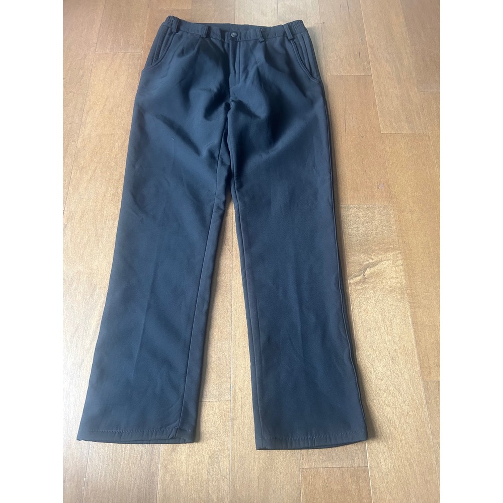 AIDA Men Black Fleece Lined Outdoor Hiking Pants Insulated Straight Leg Trousers